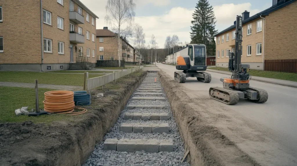 stenspr ckning och bergspr ngning f r ledningsschakt i b ckby v ster s