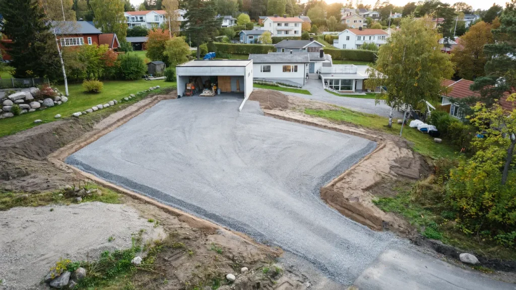 anl ggning av uppfart f r parkering och garageinfart i skallberget